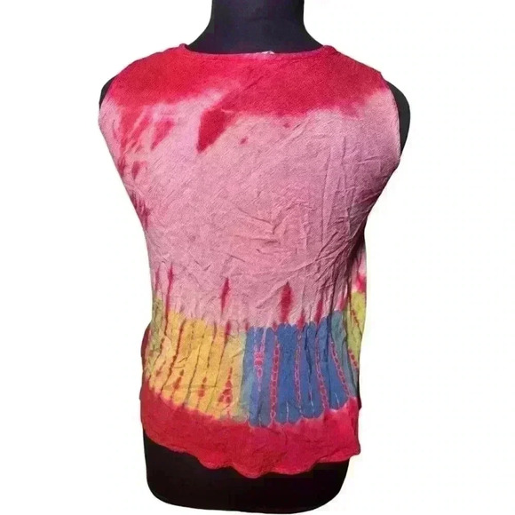 India Boutique‎ Tank Top, Women's Size Free OS Pink Red Yellow Flower Stitching - Picture 5 of 9